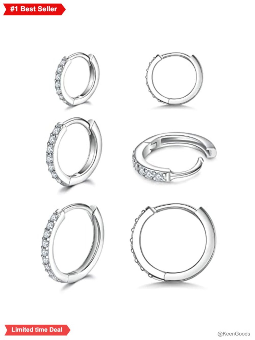 925 Sterling Silver Small Hoop Earrings Cubic Zirconia Huggie Set Women